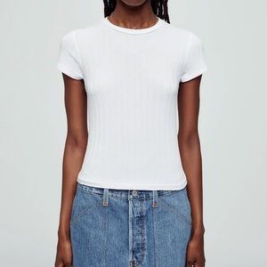 Re/done x Hanes ribbed baby tee white tee size small